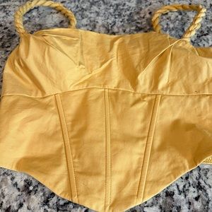 NWT Oh Polly “AMAL” yellow Corset Crop Top
